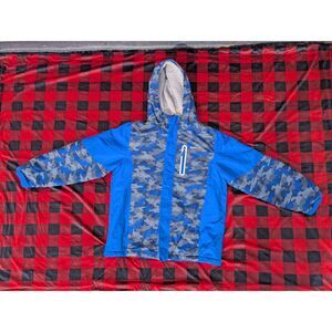 Swiss Tech Hooded Winter Jacket Boys Size XL 14-16 Blue Camo Warm Coat